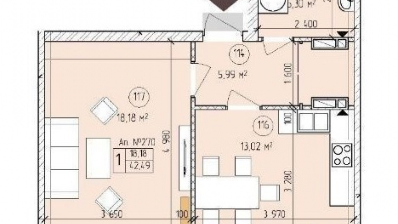$86000 / Максимовича 24б, Киев, Киев / Продажа / Квартира / 43 кв.м. / 2 комнат